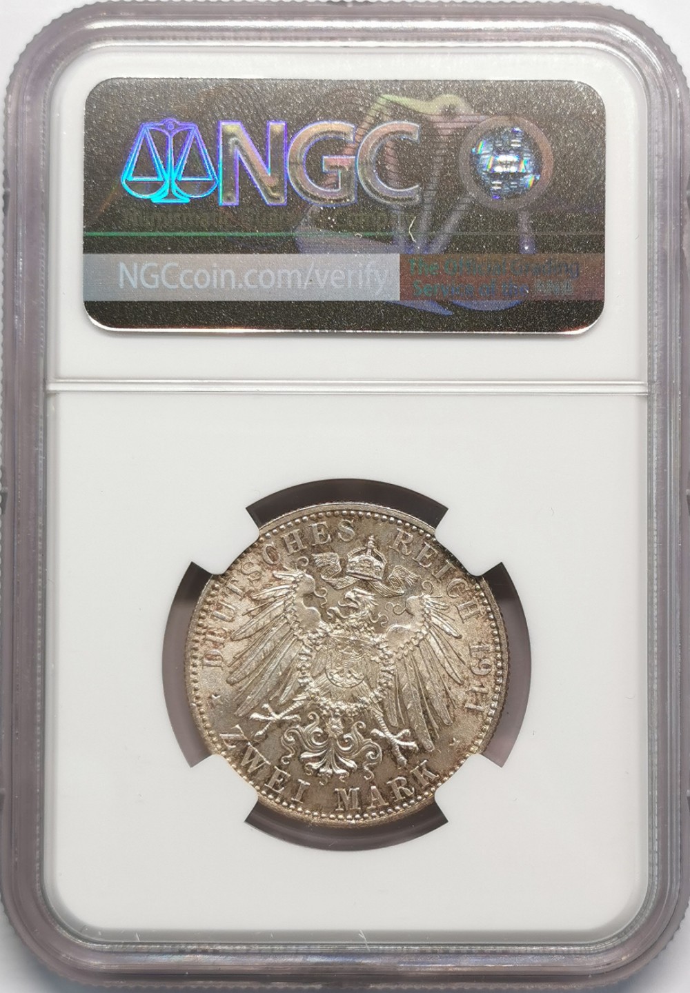 凡希社世界钱币微拍第二百零九期 1911巴伐利亚2马克NGC-MS65