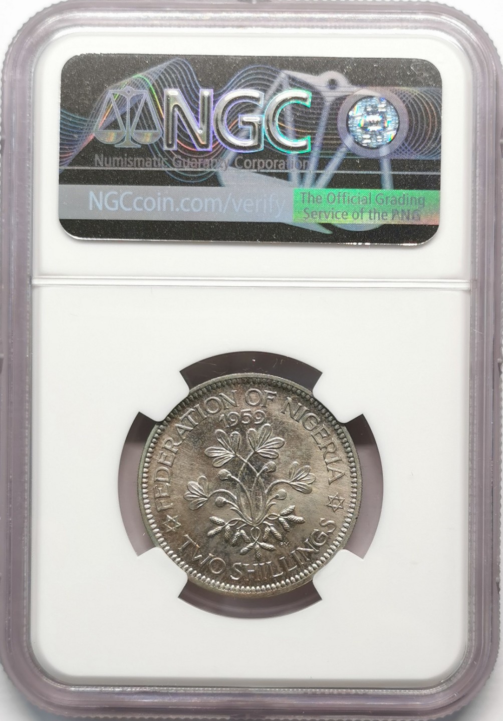 凡希社世界钱币微拍第二百零九期 1959尼日利亚伊丽莎白2先令精铸NGC-PF63