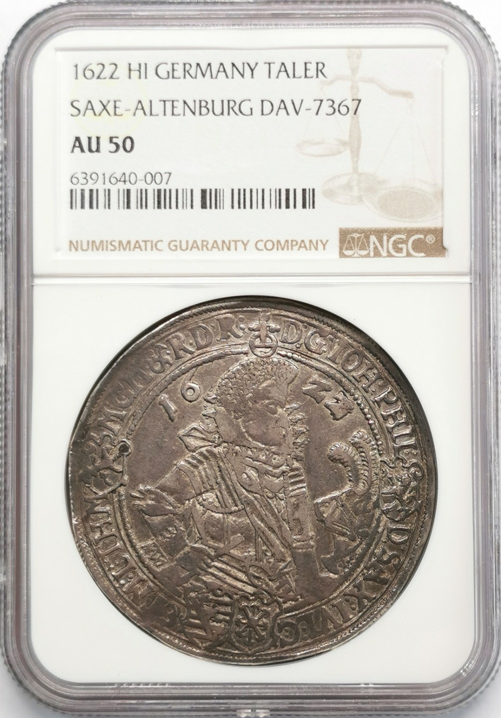 凡希社世界钱币微拍第二百零九期 荐！1622萨克森阿尔腾堡四兄弟传统泰勒大银NGC-AU50唯一冠军分！
