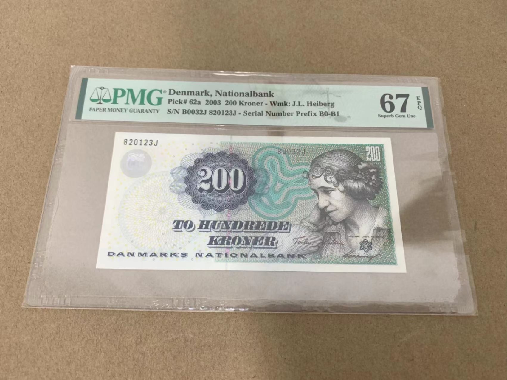 【Blue Auction】✨世界纸币精拍第218期【精】——安彻尔和安娜 【无47】丹麦 2003年200克朗 PMG67EPQ 