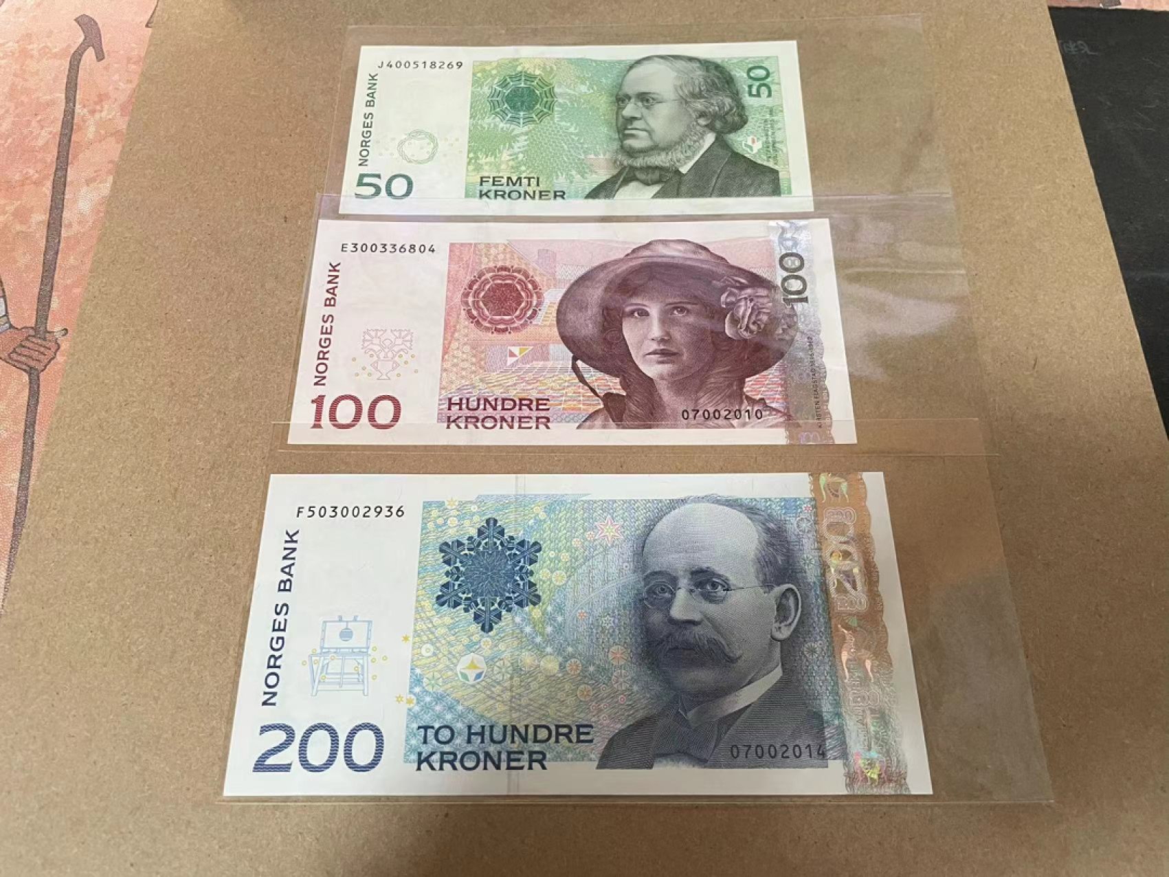 【Blue Auction】✨世界纸币精拍第218期【精】——安彻尔和安娜 【一组3张】挪威 50-100-200克朗 全新UNC