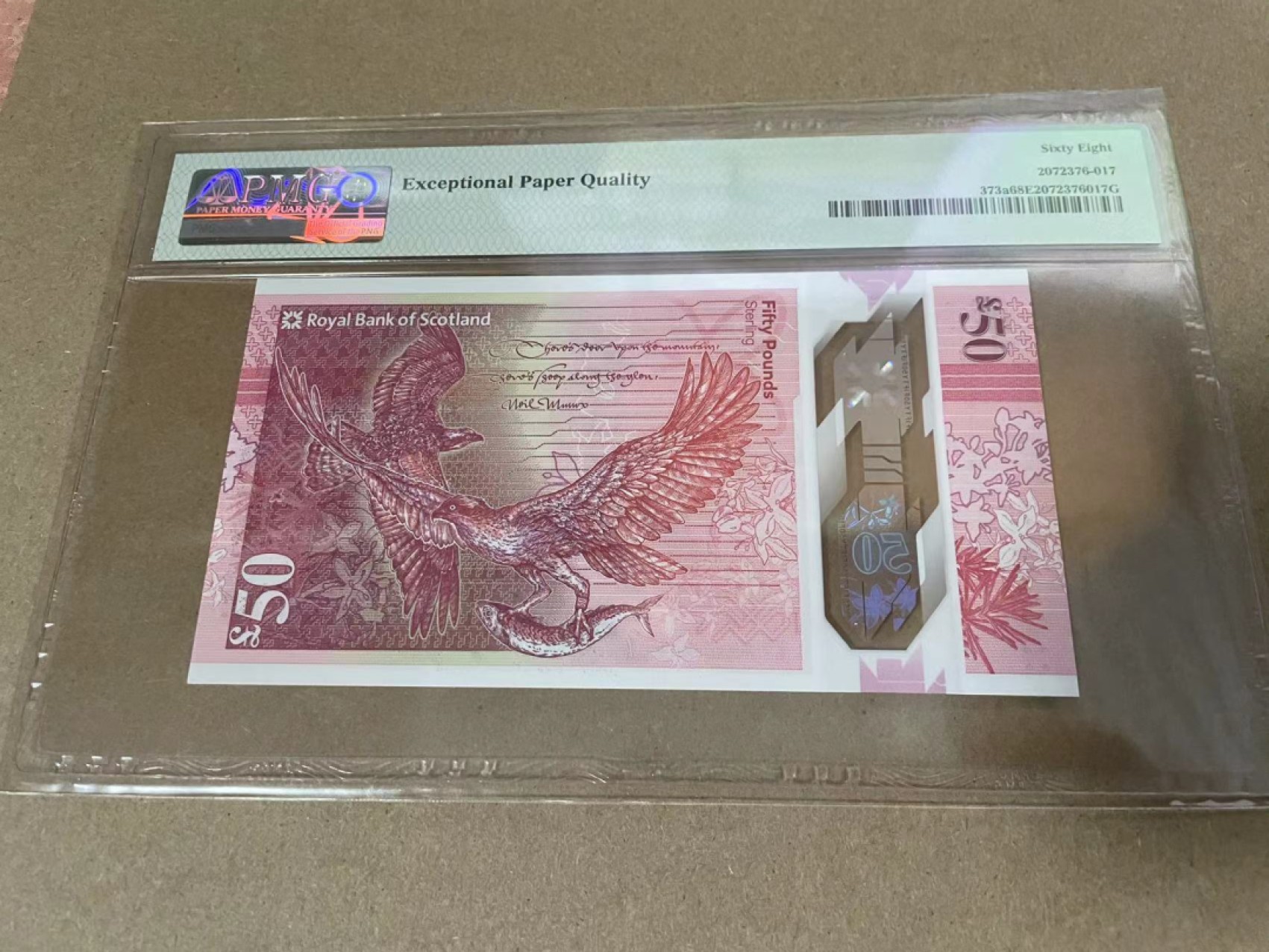 【Blue Auction】✨世界纸币精拍第218期【精】——安彻尔和安娜 【AA冠无47】苏格兰 2020年50镑 PMG68EPQ高分