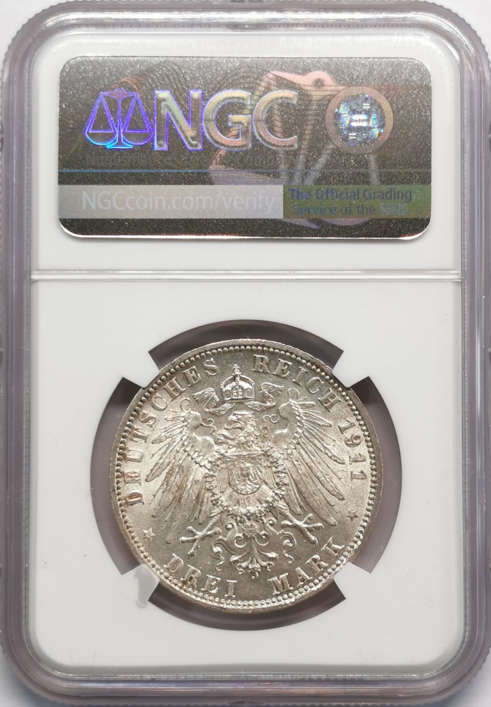 凡希社世界钱币微拍第二百零九期 1911巴伐利亚3马克NGC-MS65