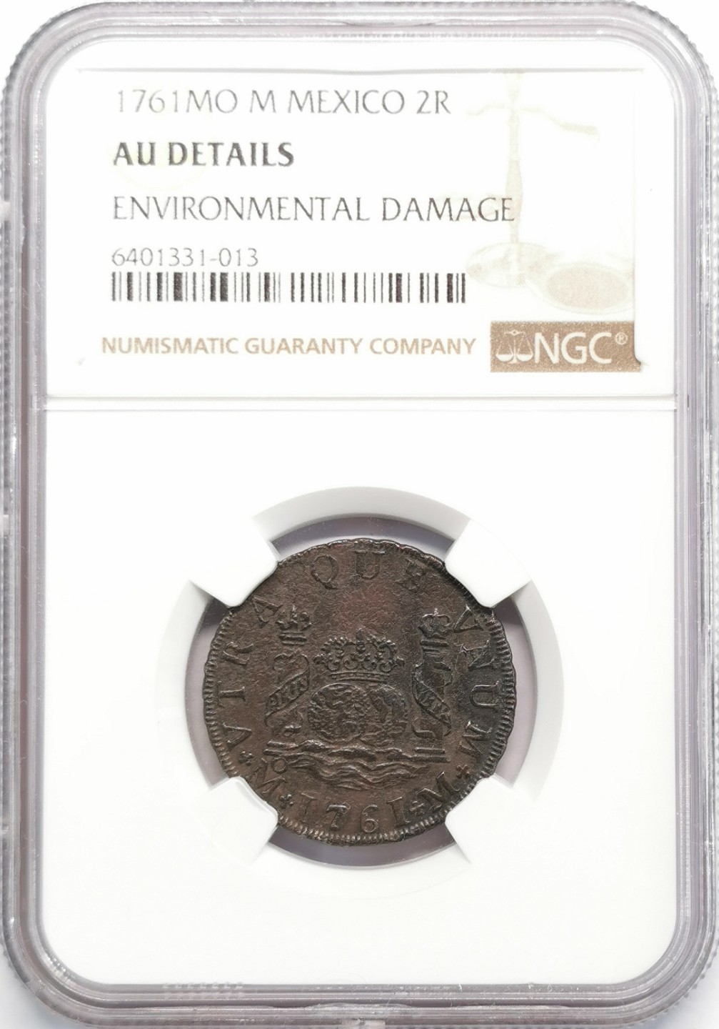 凡希社世界钱币微拍第二百零九期 1761墨西哥2R小地球NGC-AUD