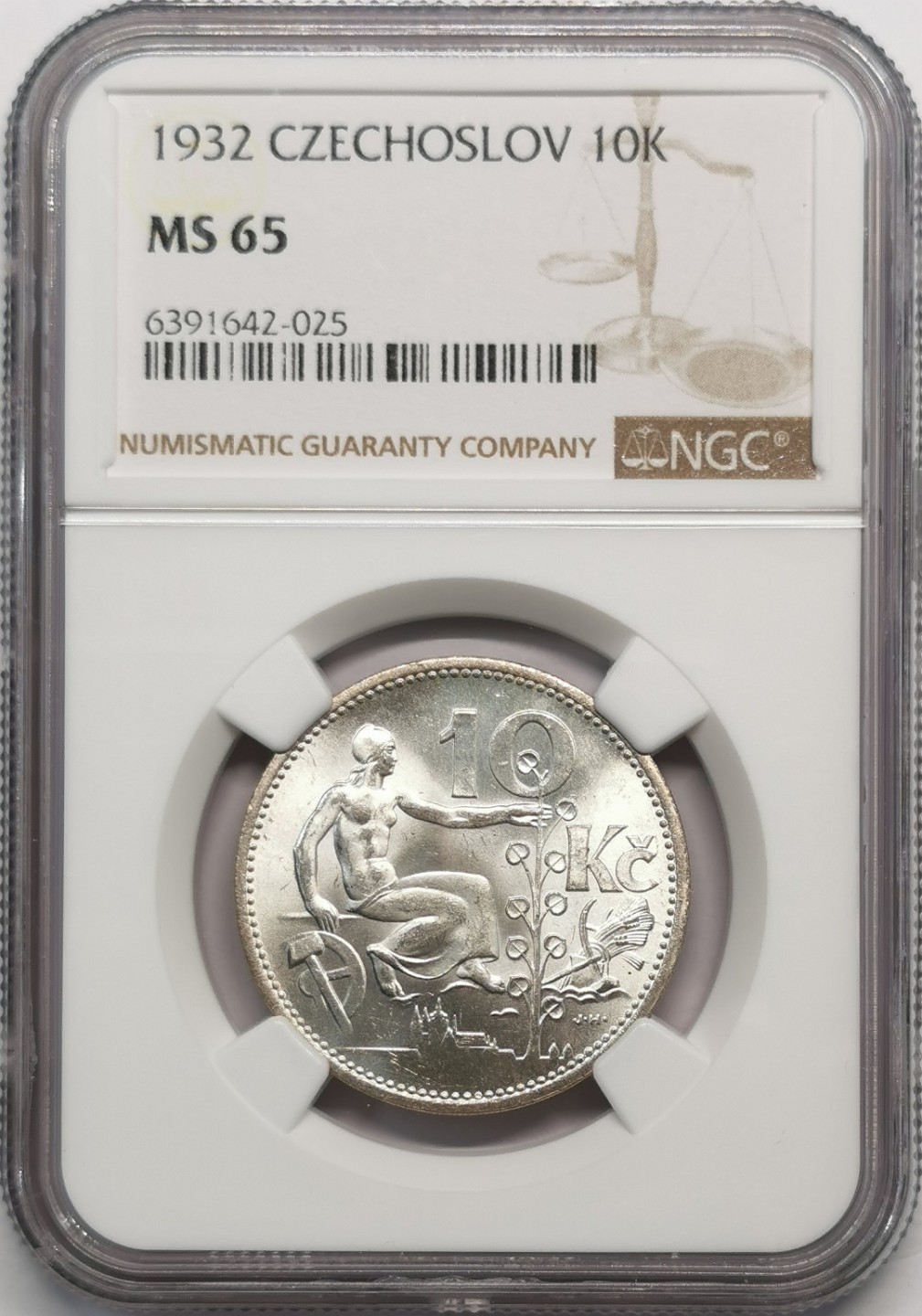 凡希社世界钱币微拍第二百零九期 1932捷克10K银币NGC-MS65