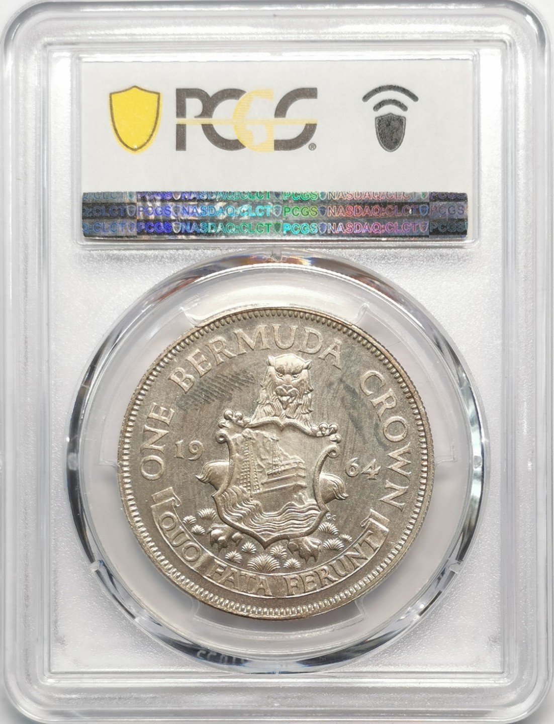 凡希社世界钱币微拍第二百零九期 1964百慕大伊丽莎白精铸克朗大镍PCGS-PF65