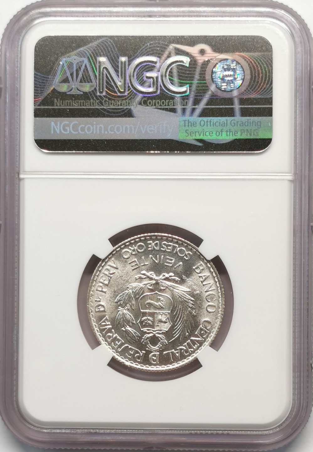 凡希社世界钱币微拍第二百零九期 1966秘鲁20S纪念银币NGC-MS66