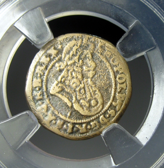 神圣罗马帝国西里西亚铜币1698利奥波德一世,1克鲁泽,15.5mm,0.96g,目录140刀(XF),自打标签盒子R6634kx