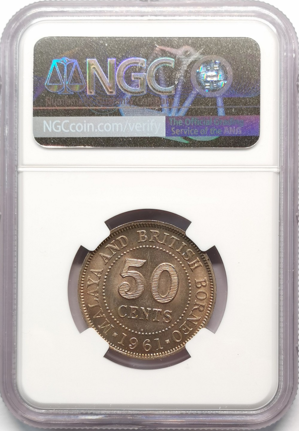 凡希社世界钱币微拍第二百零九期 1961H马来亚伊丽莎白50分NGC-MS64