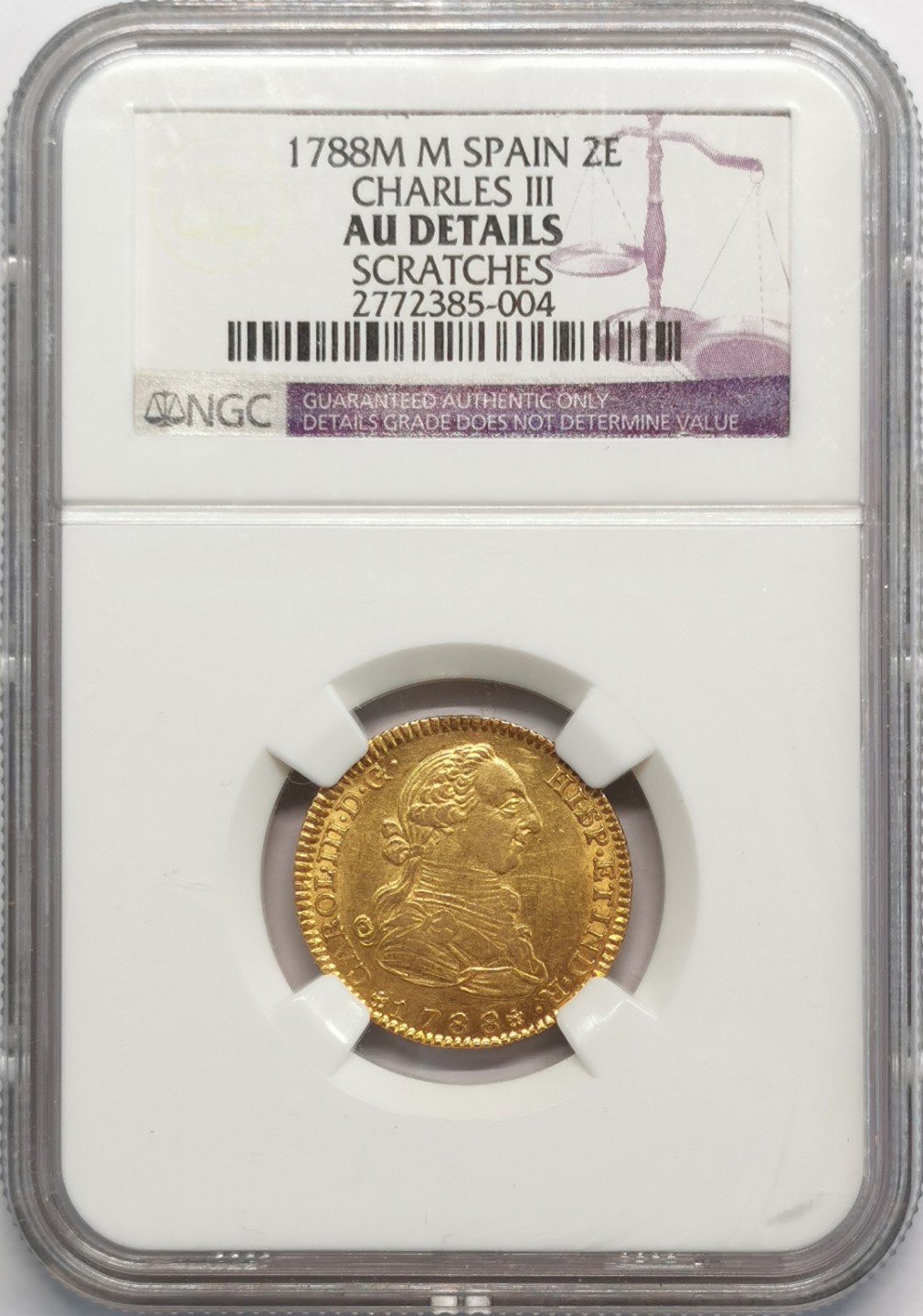 凡希社世界钱币微拍第二百零九期 1788西班牙卡洛斯三世2e金币NGC-AUD