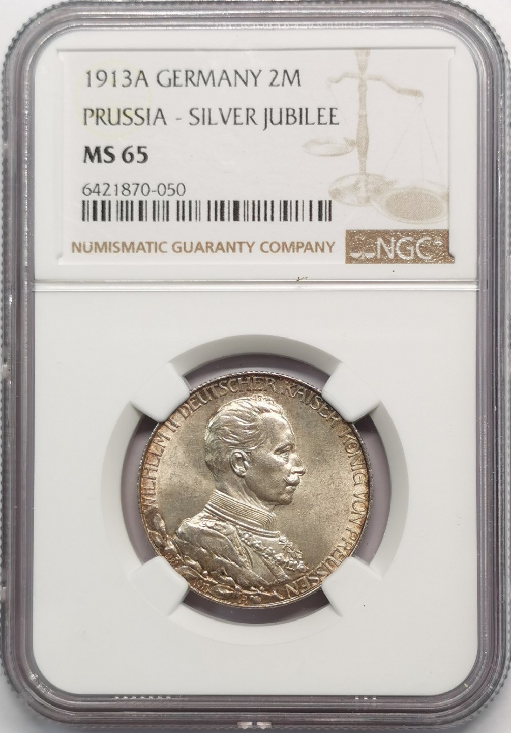 凡希社世界钱币微拍第二百零九期 1913普鲁士2马克NGC-MS65