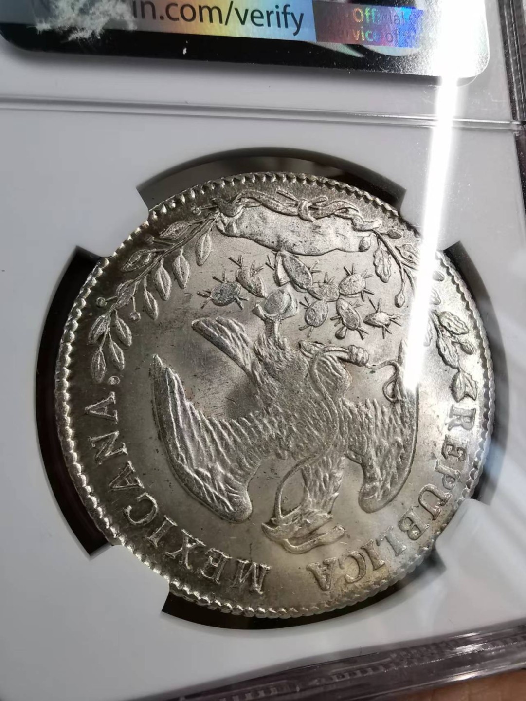 凡希社世界钱币微拍第二百零九期 荐！1862CCE墨西哥花边鹰洋NGC-MS64原光收藏级稀见版！