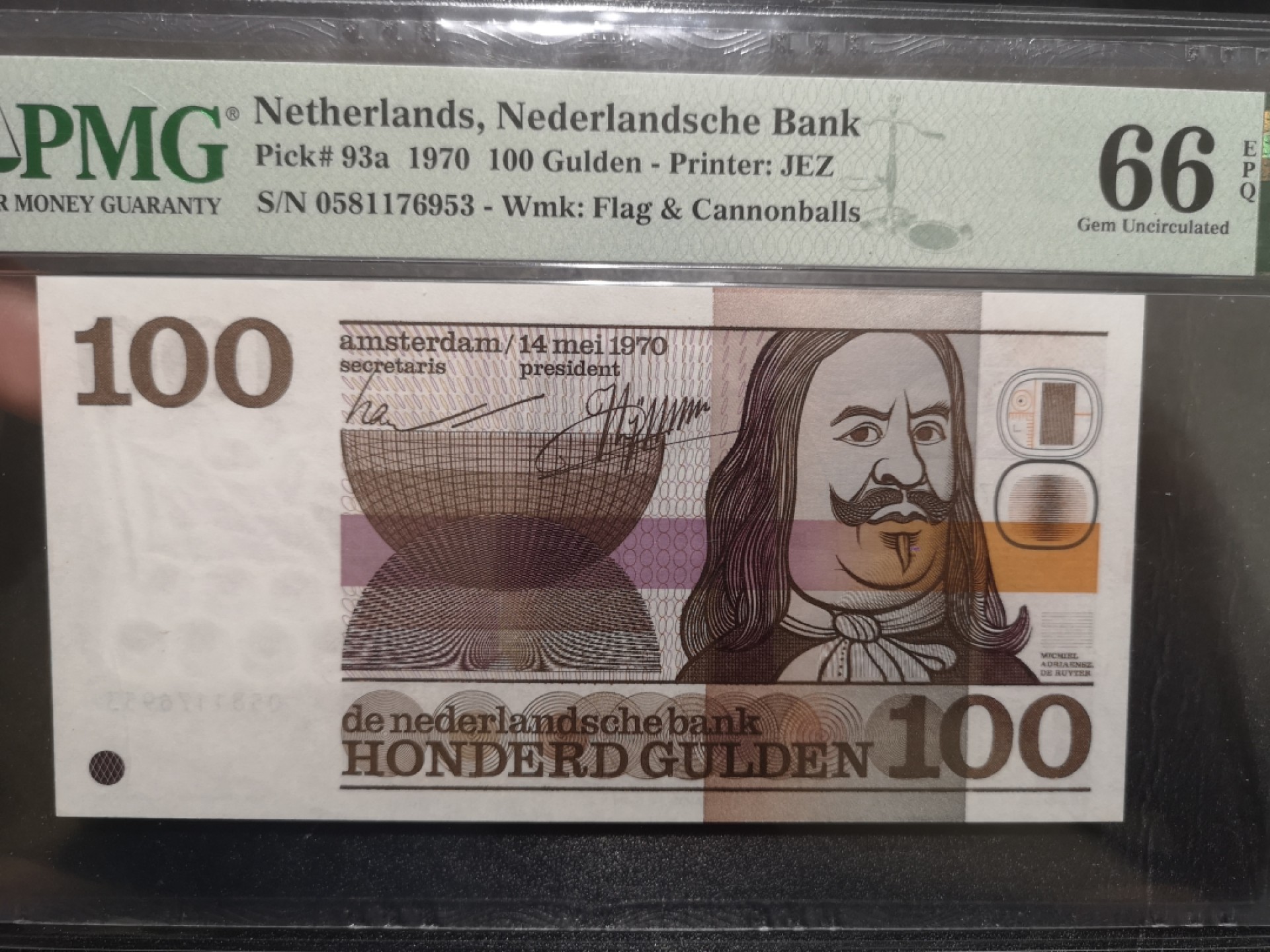 《外钞收藏家》第一百九十八期 1970年荷兰人像版100盾 PMG66