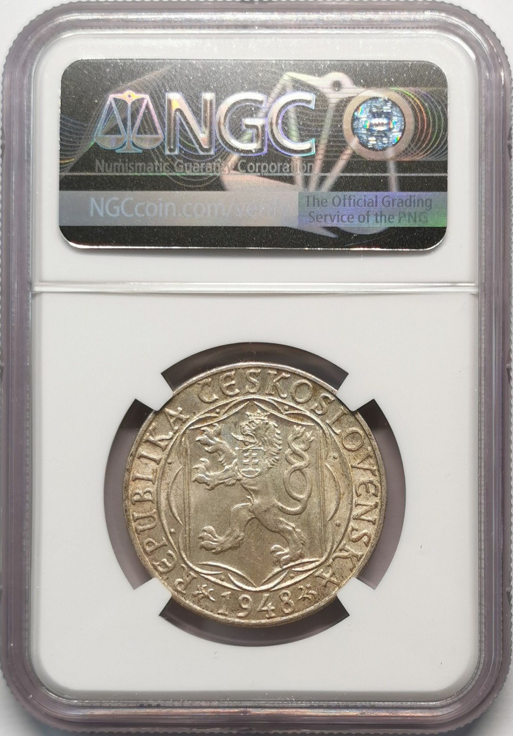 凡希社世界钱币微拍第二百零九期 1948捷克20克朗纪念银币NGC-MS63