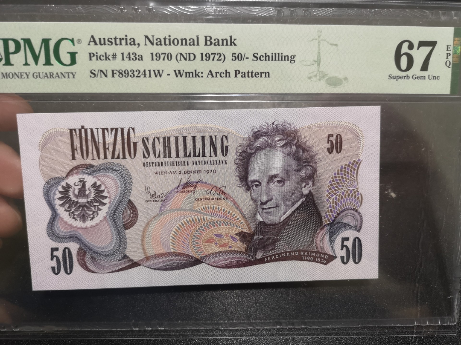 《外钞收藏家》第一百九十八期 1970年奥地利50先令 PMG67