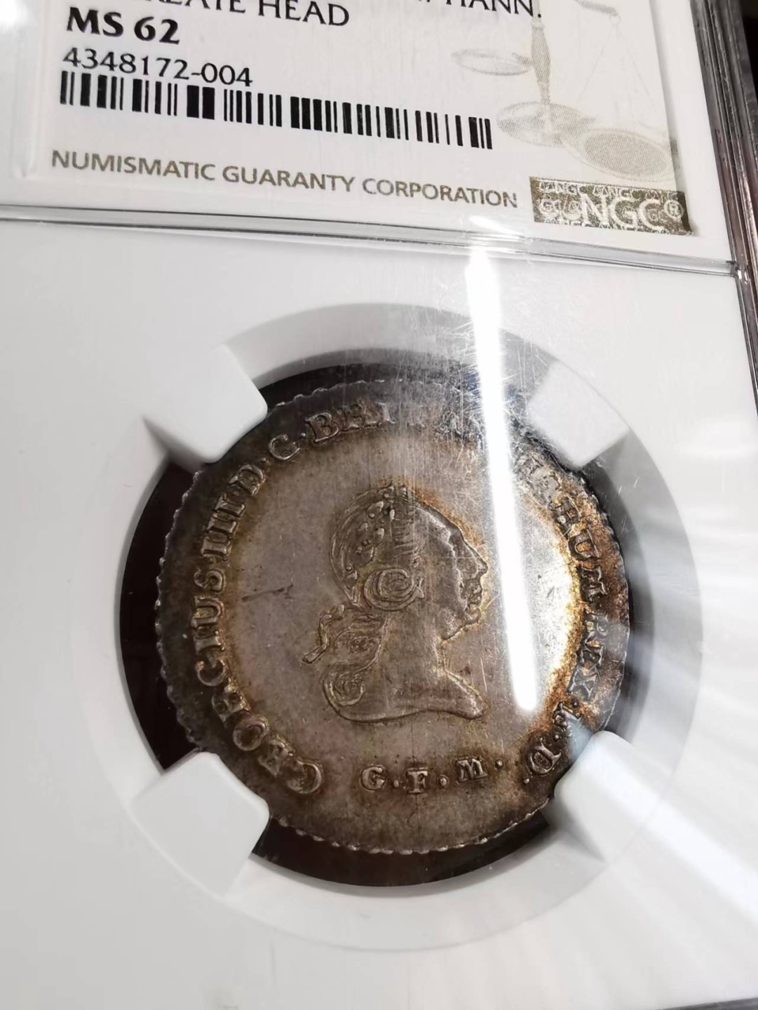 凡希社世界钱币微拍第二百零九期 荐！1804布伦瑞克汉诺威乔治三世1/3泰勒NGC-MS62传世包浆！