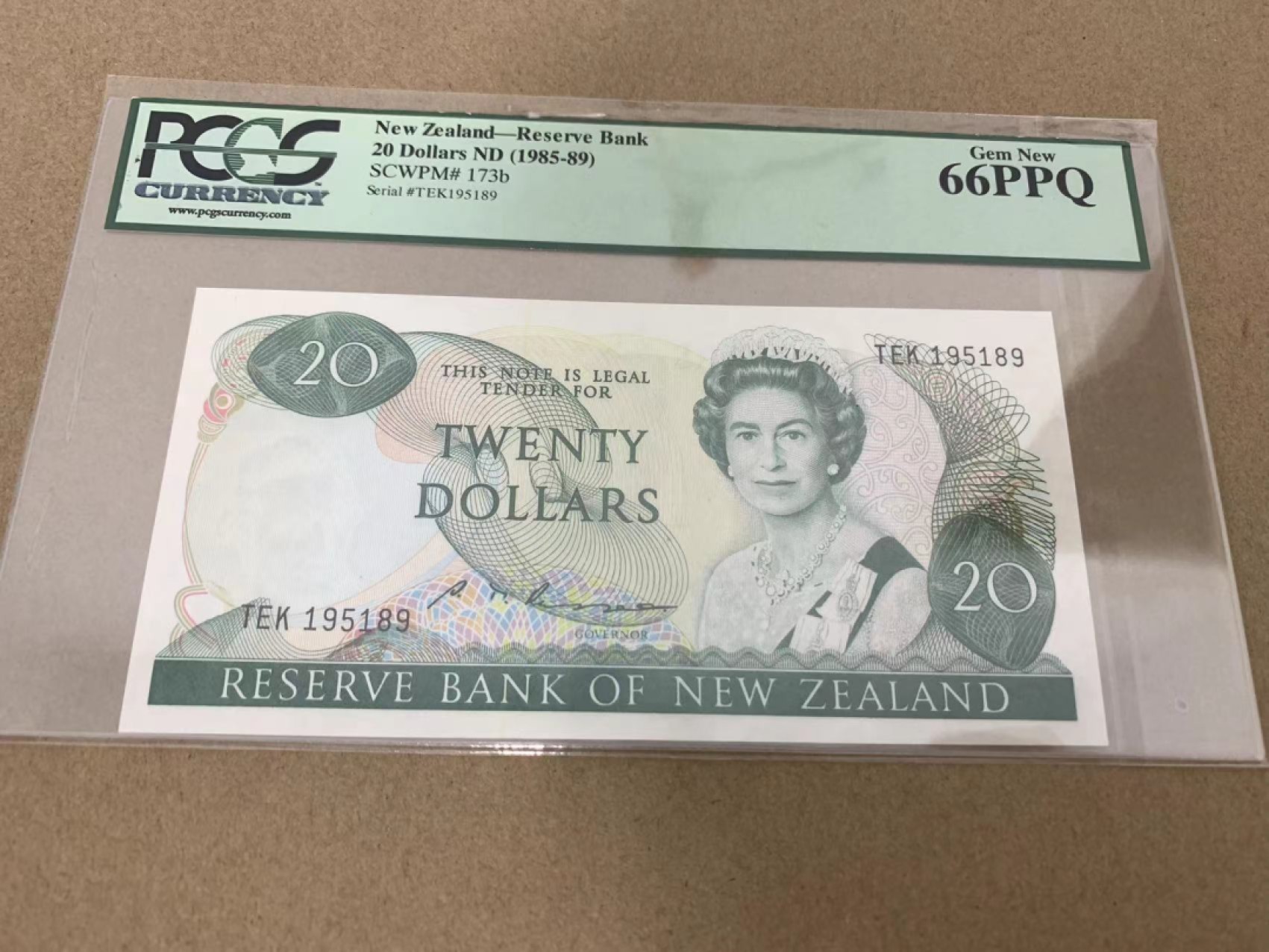 【Blue Auction】✨世界纸币精拍第218期【精】——安彻尔和安娜 【无47】新西兰 1985-89年20元 PCGS绿标66EPQ