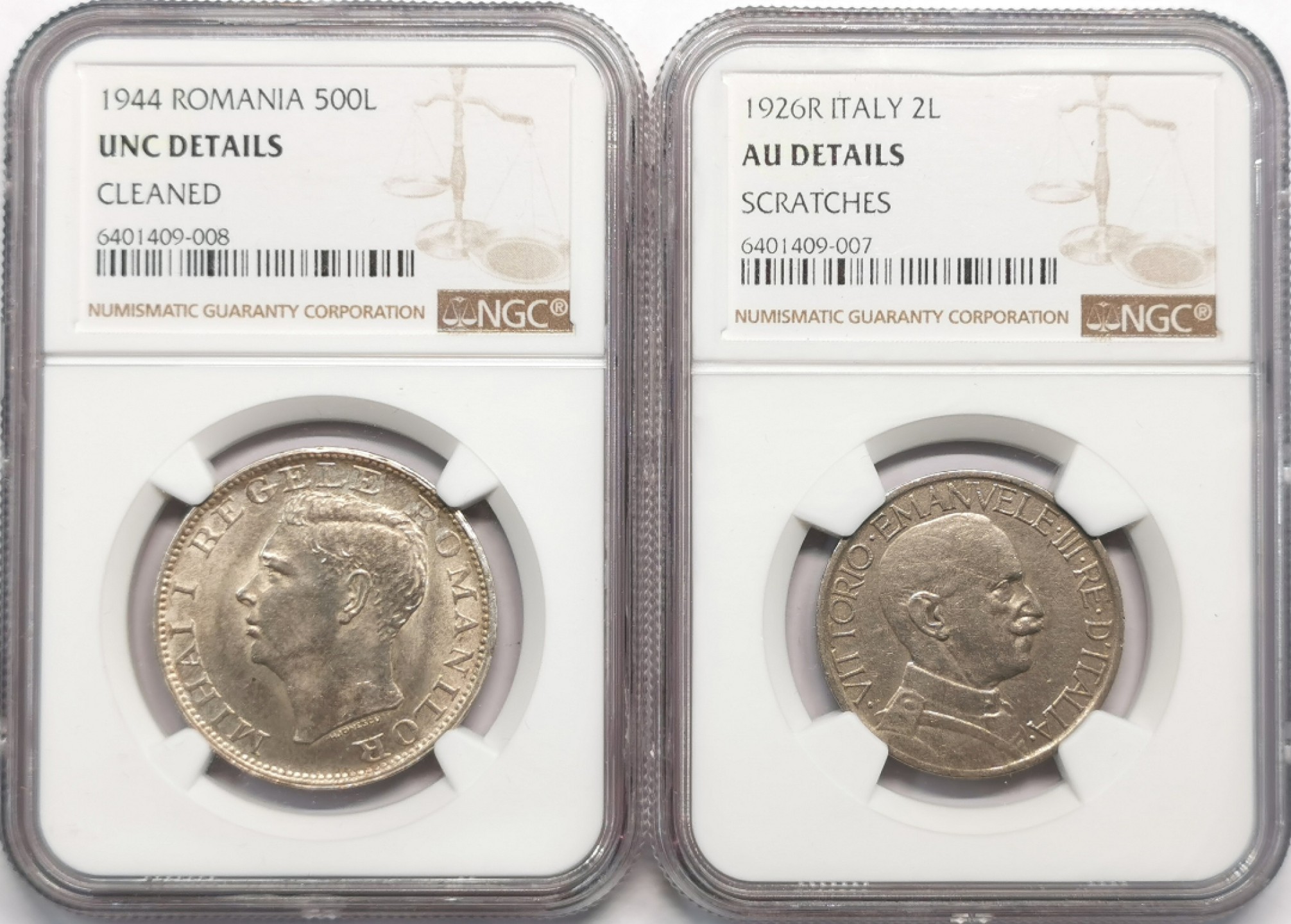 凡希社世界钱币微拍第二百零九期 意大利罗马尼亚一对NGC