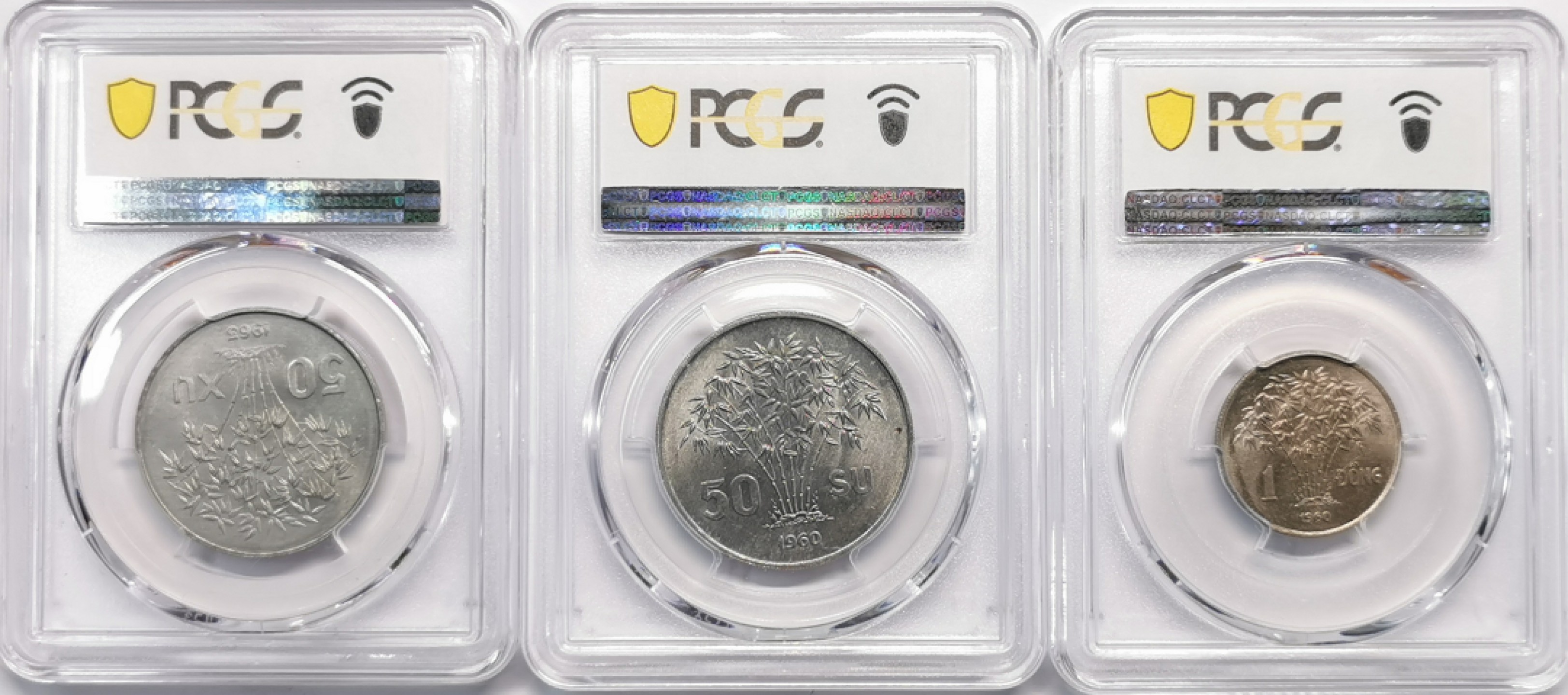 凡希社世界钱币微拍第二百零九期 南越吴庭艳辅币三枚PCGS-MS64/65