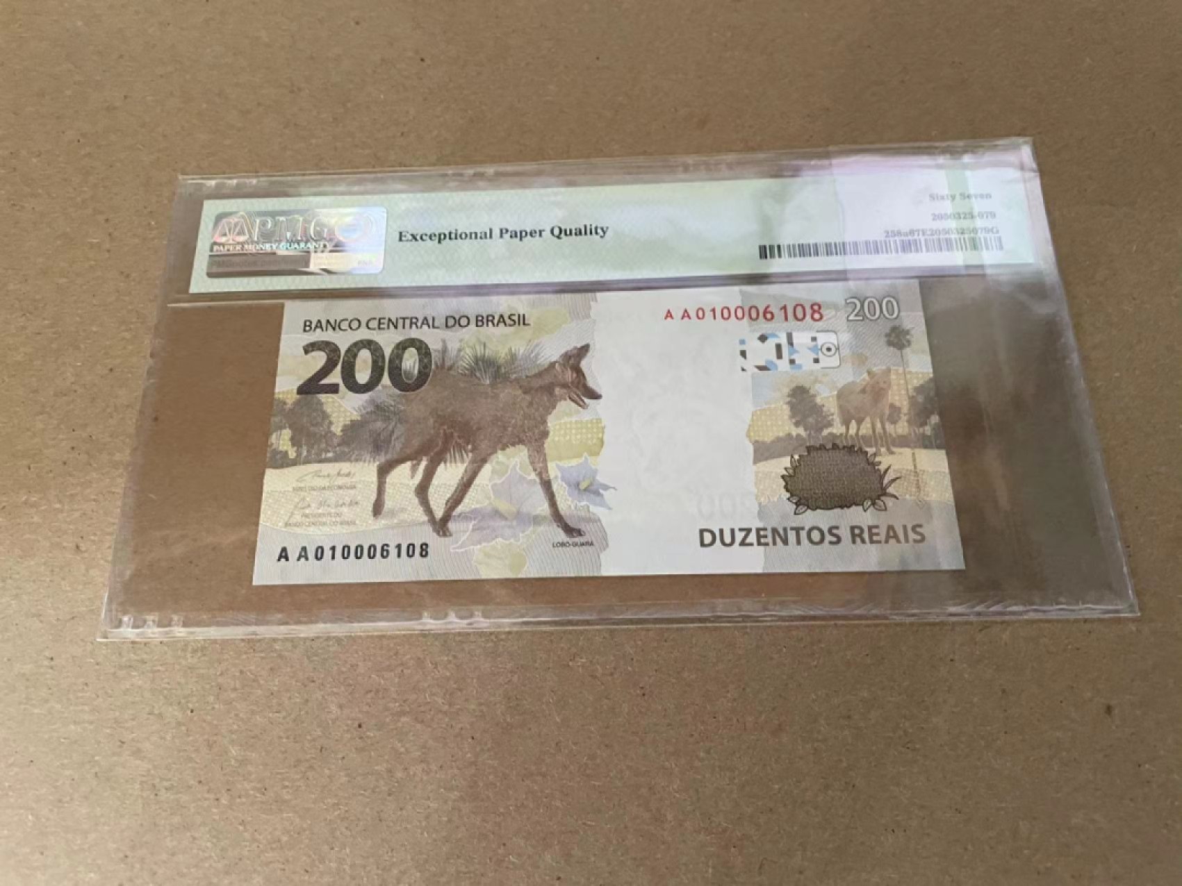 【Blue Auction】✨世界纸币精拍第218期【精】——安彻尔和安娜 【AA冠无47】巴西 2020年200雷亚尔 PMG67EPQ