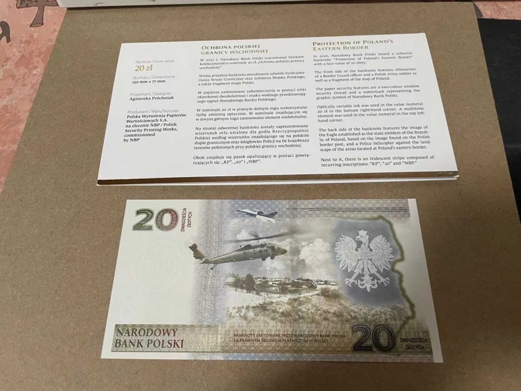 【Blue Auction】✨世界纸币精拍第218期【精】——安彻尔和安娜 【原装带册30095号】波兰2022年20兹罗提 保卫东部边界纪念钞 全新UNC