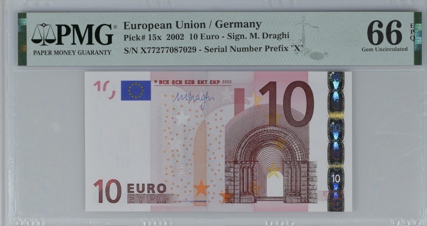 收藏联盟Quantum Auction 第187期拍卖 欧盟德国区2002年10元 PMG66