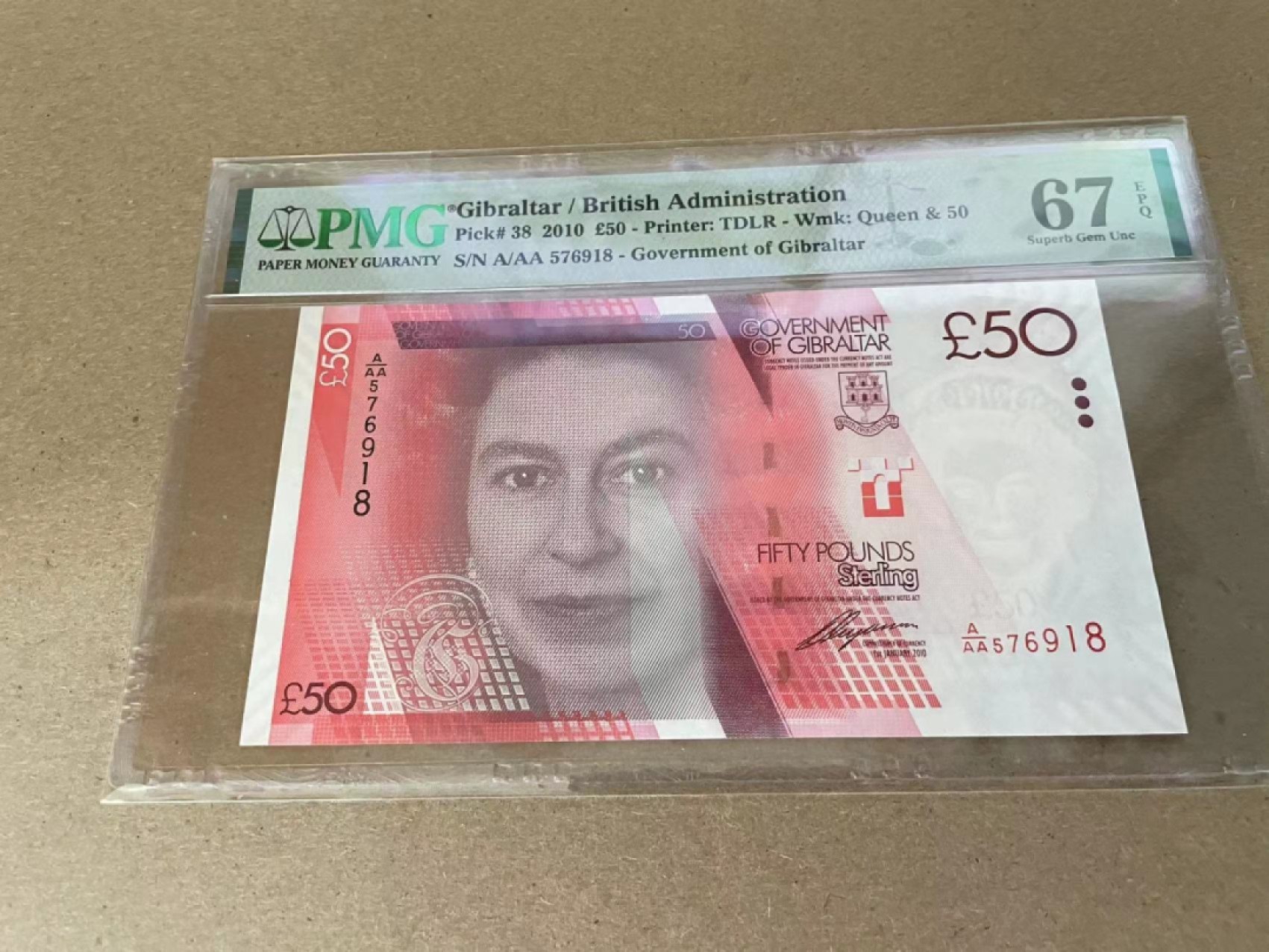 【Blue Auction】✨世界纸币精拍第218期【精】——安彻尔和安娜 【AAA冠】直布罗陀 2010年50镑 PMG67EPQ