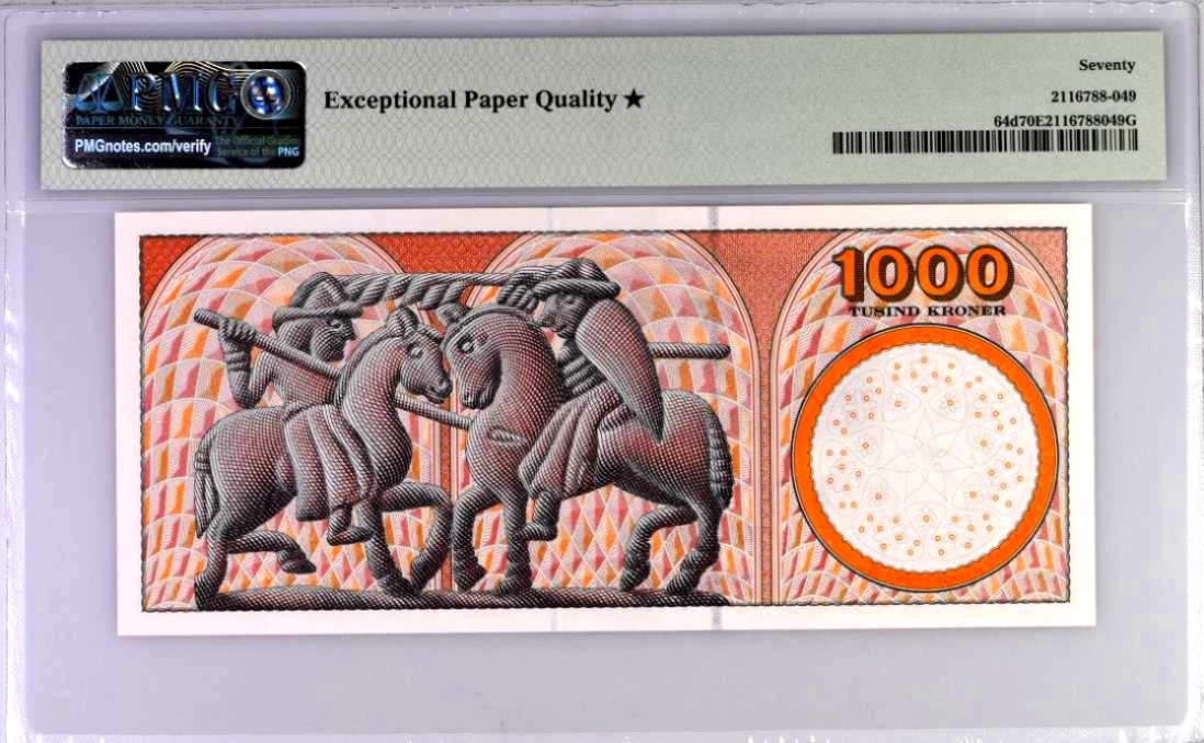 【Blue Auction】✨世界纸币精拍第218期【精】——安彻尔和安娜 【满分70分唯一冠军分】丹麦 浮雕版 2006年1000克朗 PMG70EPQ星星 迈克尔·安彻尔和安娜 值得珍藏