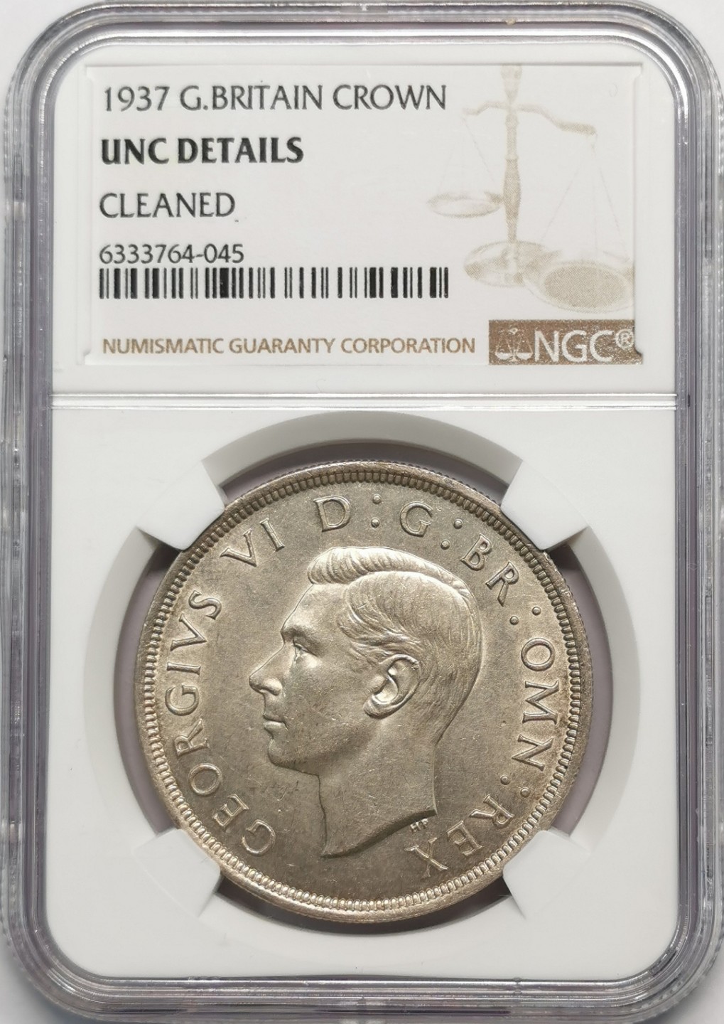 凡希社世界钱币微拍第二百零九期 1937英国乔六加冕克朗大银NGC-UNCD