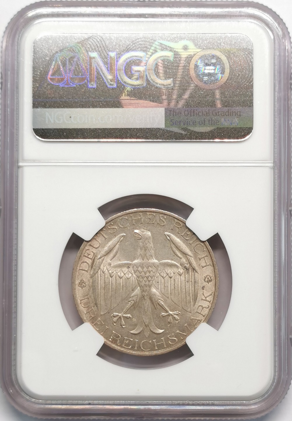 凡希社世界钱币微拍第二百零九期 1929魏玛瓦尔德克纪念3马克NGC-MS65