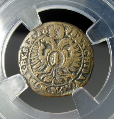 神圣罗马帝国西里西亚铜币1698利奥波德一世,1克鲁泽,15.5mm,0.96g,目录140刀(XF),自打标签盒子R6634kx - 神圣罗马帝国西里西亚铜币1698利奥波德一世,1克鲁泽,15.5mm,0.96g,目录140刀(XF),自打标签盒子R6634kx