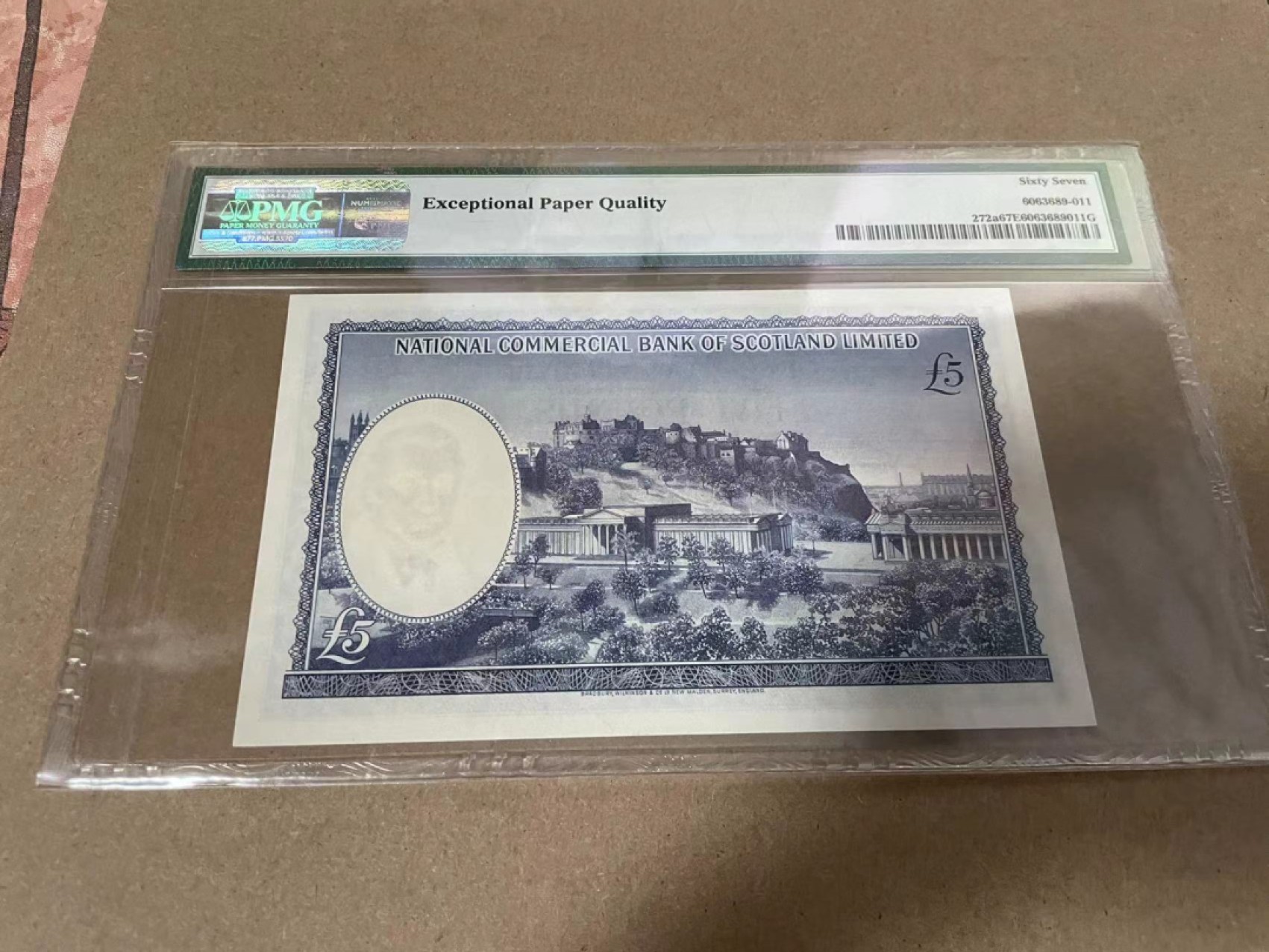 【Blue Auction】✨世界纸币精拍第218期【精】——安彻尔和安娜 苏格兰 1963-66年5镑 PMG67EPQ 高分 雕刻精美