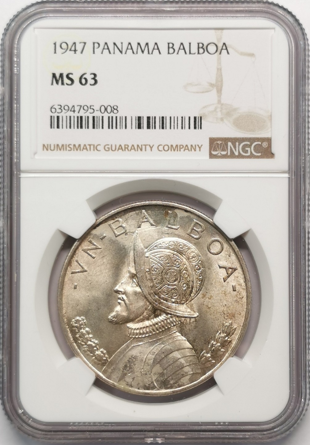 凡希社世界钱币微拍第二百零九期 1947巴拿马1B大银NGC-MS63