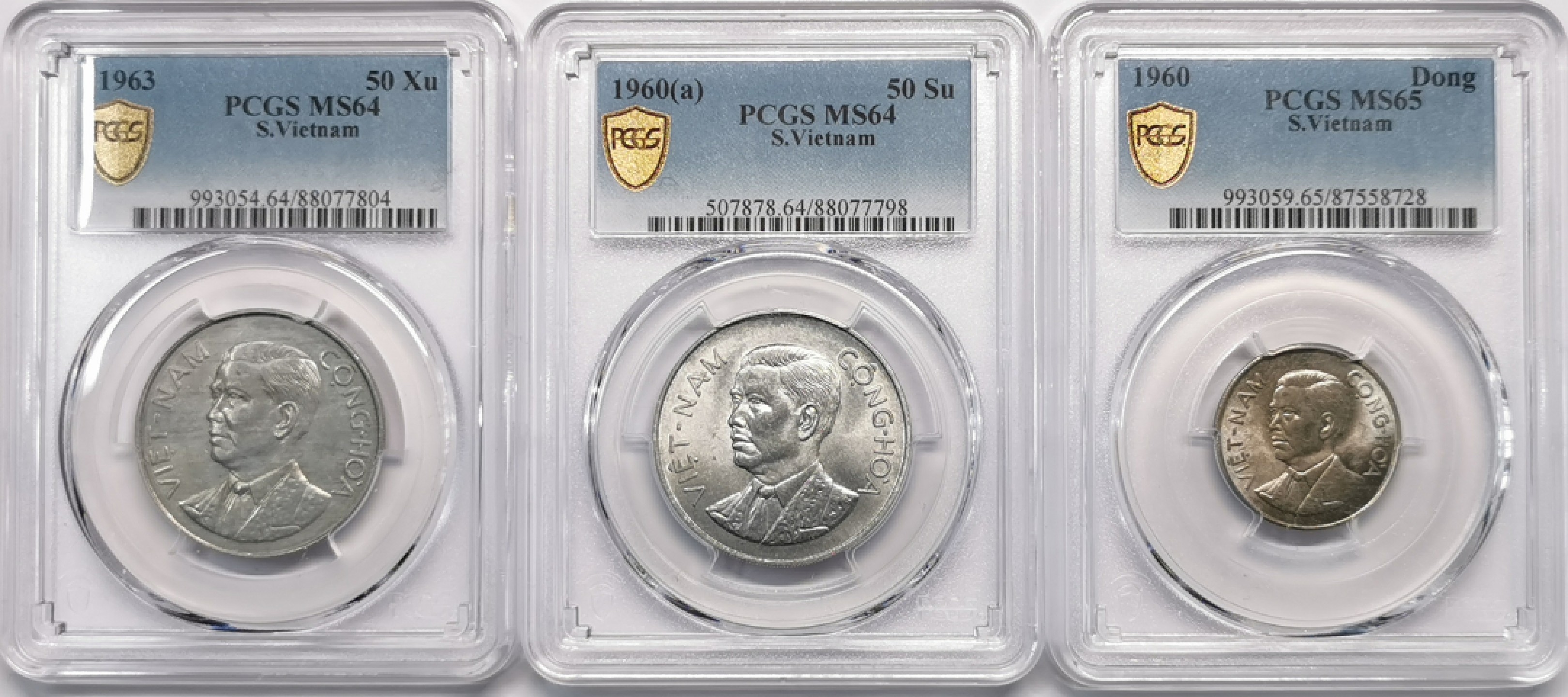 凡希社世界钱币微拍第二百零九期 南越吴庭艳辅币三枚PCGS-MS64/65