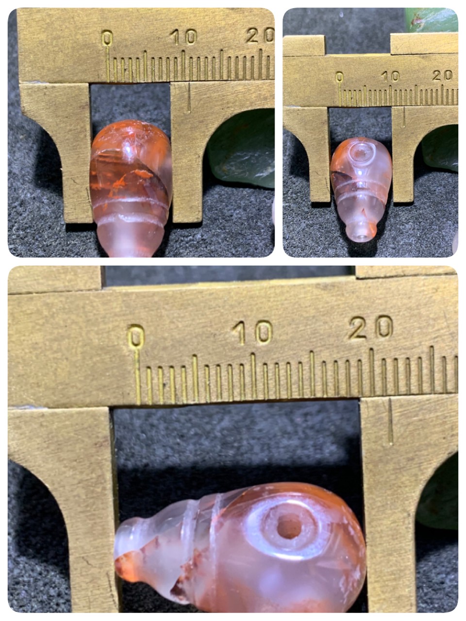 川料南红玛瑙荔枝冻通货一体小佛头三通一组，