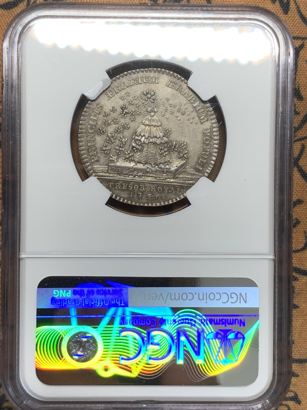 《竞宝斋》第91场-本周日，周一2场连拍（全场不限金额包邮） NGC-UNC 法国1731年路易十五 皇家宝藏 JETON银制代用币 非常漂亮