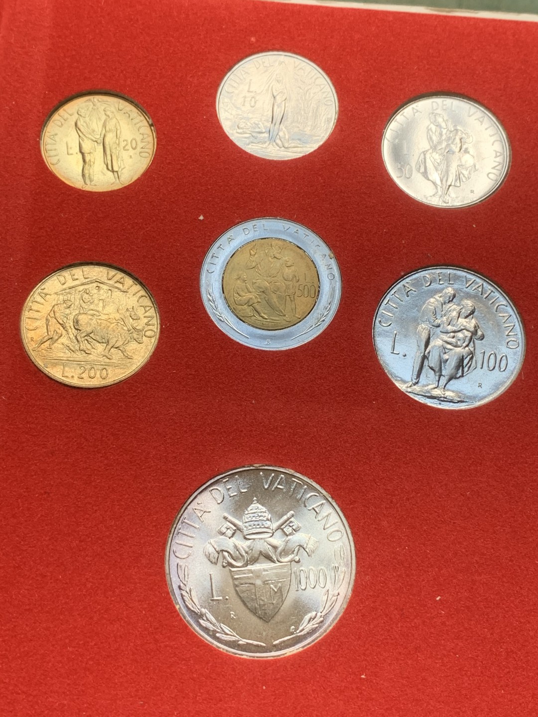 《竞宝斋》第91场-本周日，周一2场连拍（全场不限金额包邮） 卡装 梵蒂冈1982年  教皇6枚纪念币 套装 最大那枚是银币