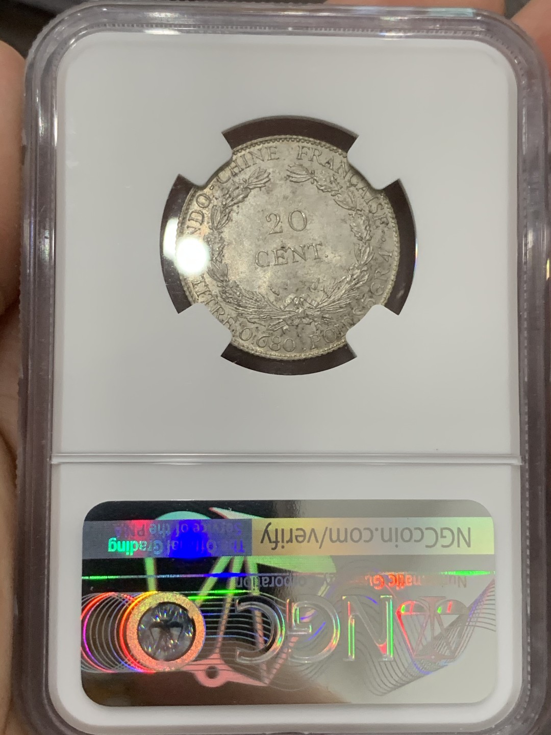 《竞宝斋》第91场-本周日，周一2场连拍（全场不限金额包邮） NGC-MS64 法属印支1937年 20C坐洋，全脸高鼻梁，64难得高分