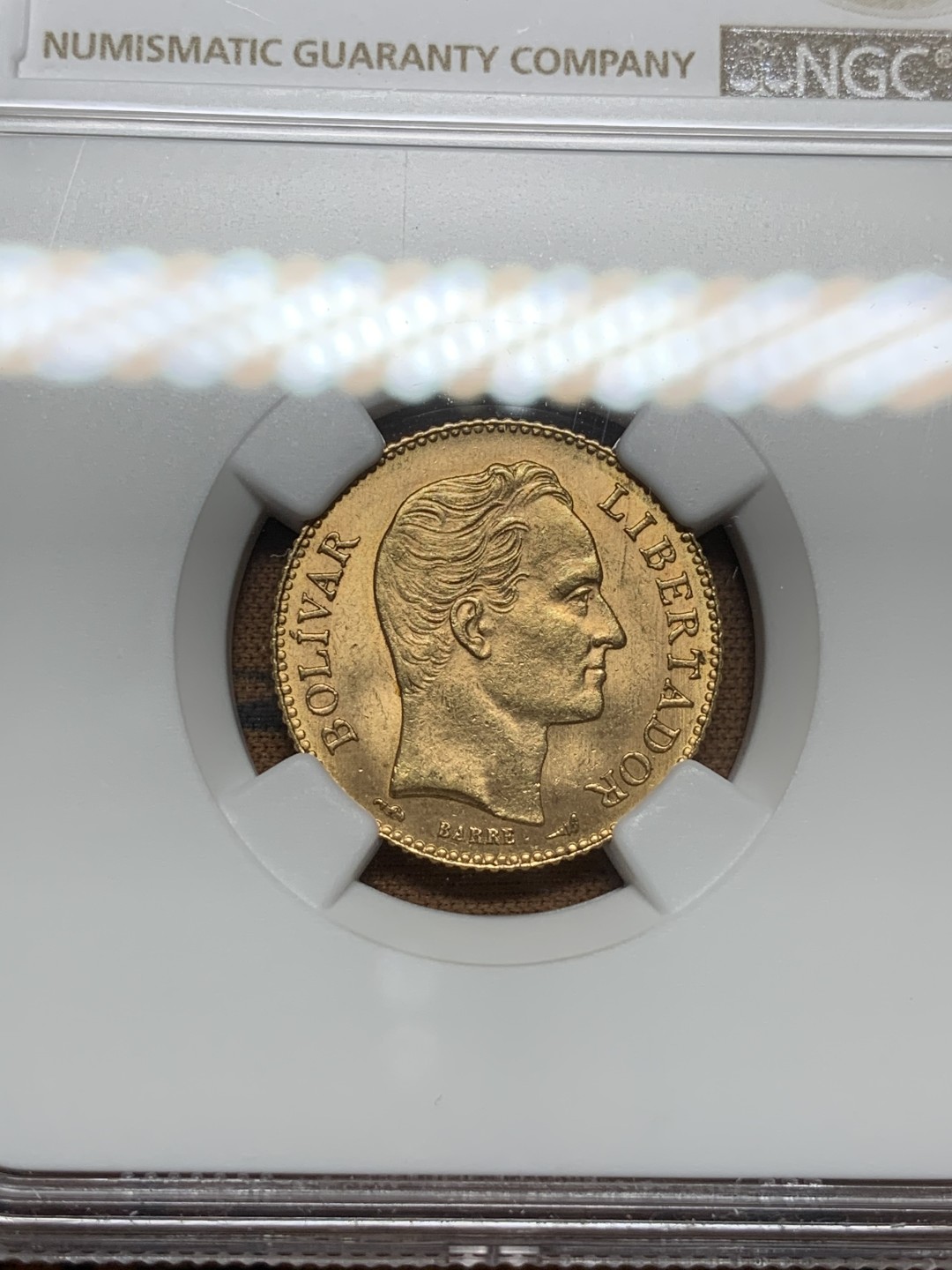 《竞宝斋》第91场-本周日，周一2场连拍（全场不限金额包邮） NGC-MS63 委内瑞拉 1912年 西蒙玻利瓦 20B金币 稀少品种 南美币也是暴涨啊