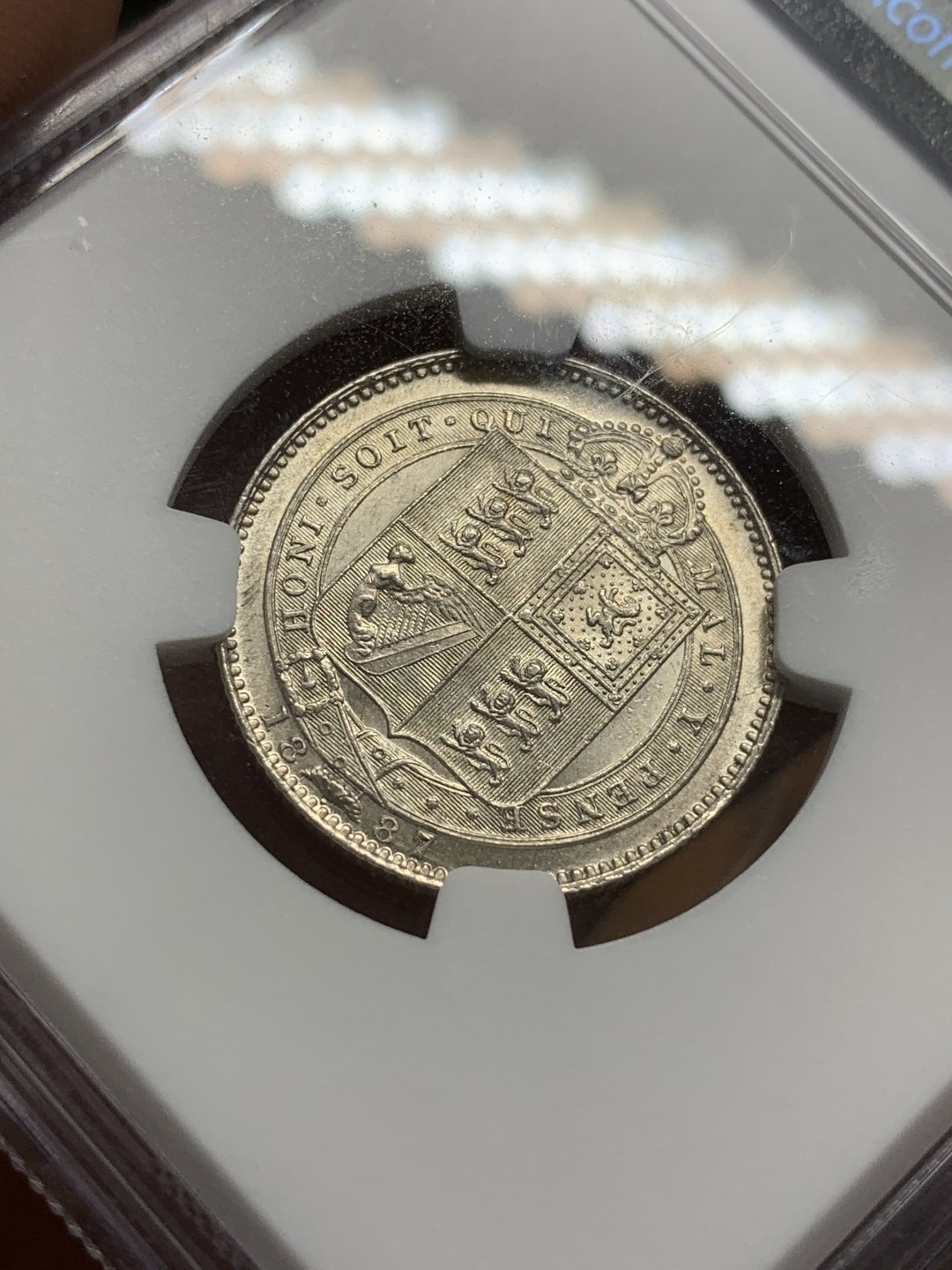 《竞宝斋》第91场-本周日，周一2场连拍（全场不限金额包邮） NGC MS63+ 英国 1887年维多利亚高冠1先令