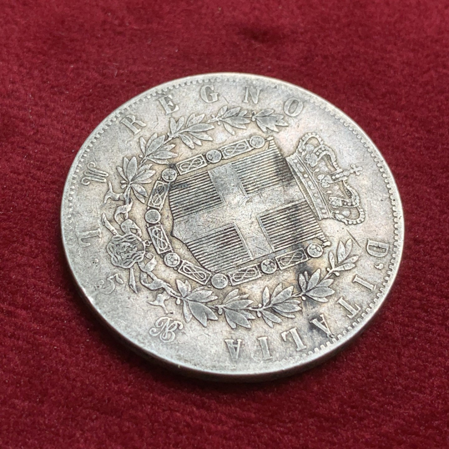 《竞宝斋》第91场-本周日，周一2场连拍（全场不限金额包邮） 意大利  1873  5里拉银币 原味包浆