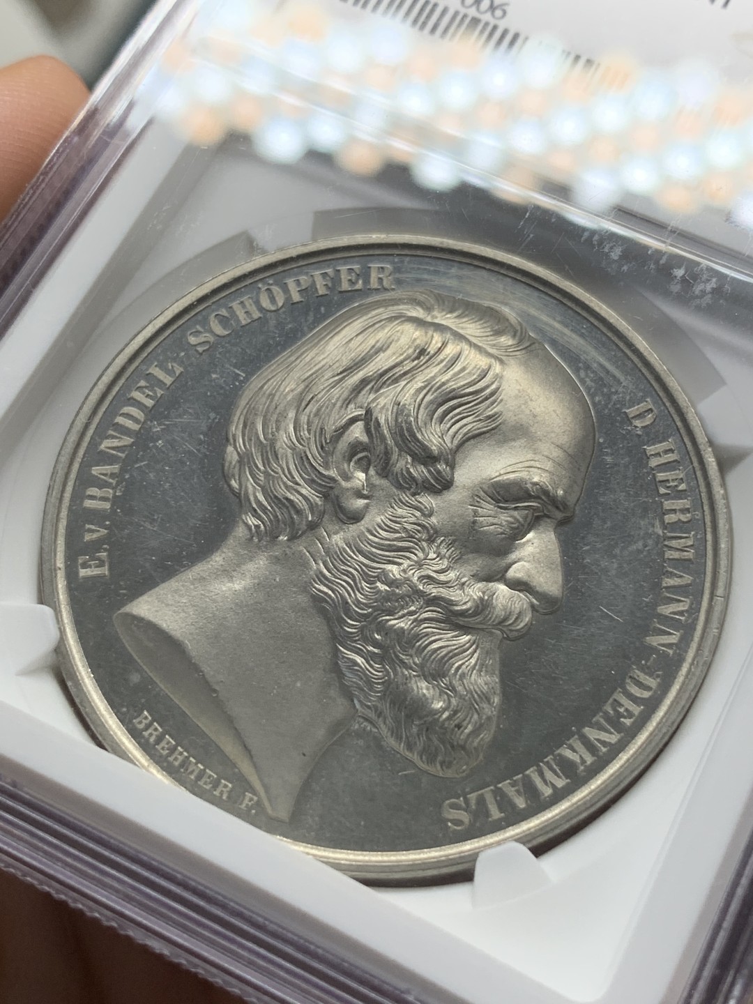 《竞宝斋》第91场-本周日，周一2场连拍（全场不限金额包邮） NGC-UNC 德国1875赫尔曼纪念碑合金纪念章 纪念德意志第一位伟人阿米尼乌斯(赫尔曼)