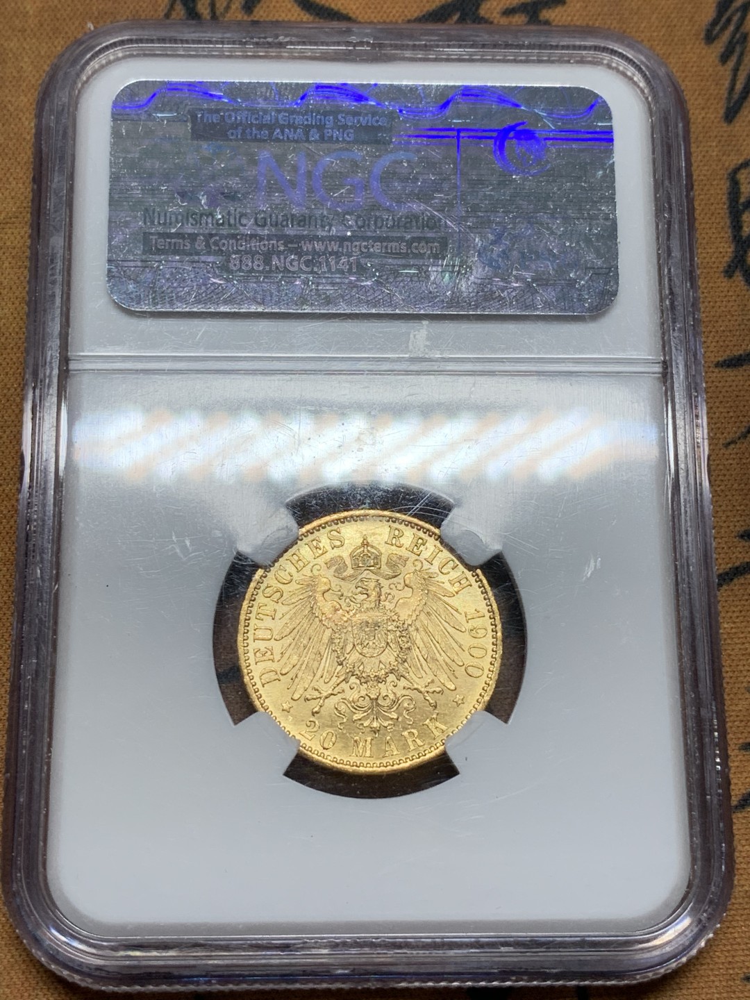 《竞宝斋》第91场-本周日，周一2场连拍（全场不限金额包邮） NGC MS64 德国 普鲁士威廉二世 1900年 20马克金币 7.96克 难得高分 值得拥有