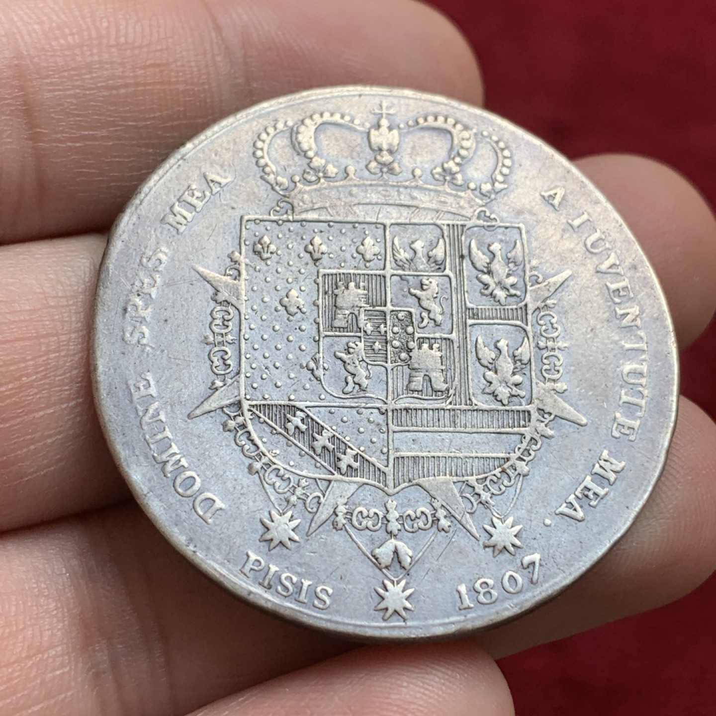 《竞宝斋》第91场-本周日，周一2场连拍（全场不限金额包邮） 意大利托斯卡纳 1807年 对面双人像10P 大银币 此版更稀少