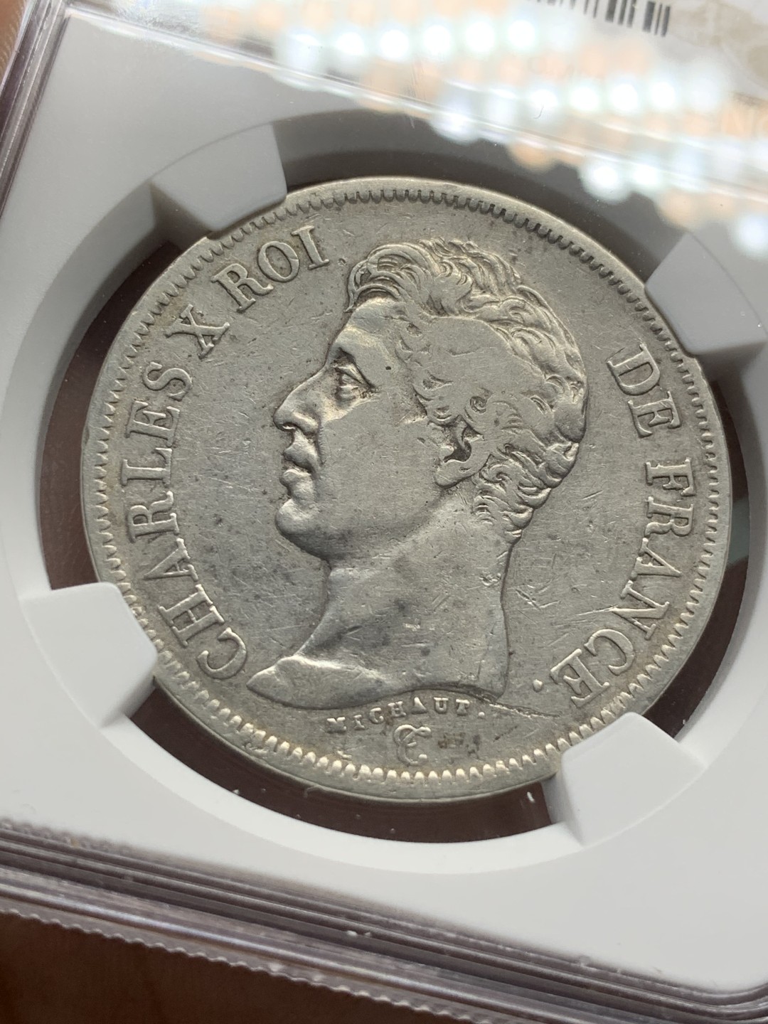 《竞宝斋》第91场-本周日，周一2场连拍（全场不限金额包邮） NGC VF 法国 1826年D版 查理十世 5法郎银币 流通状态 不多的品种