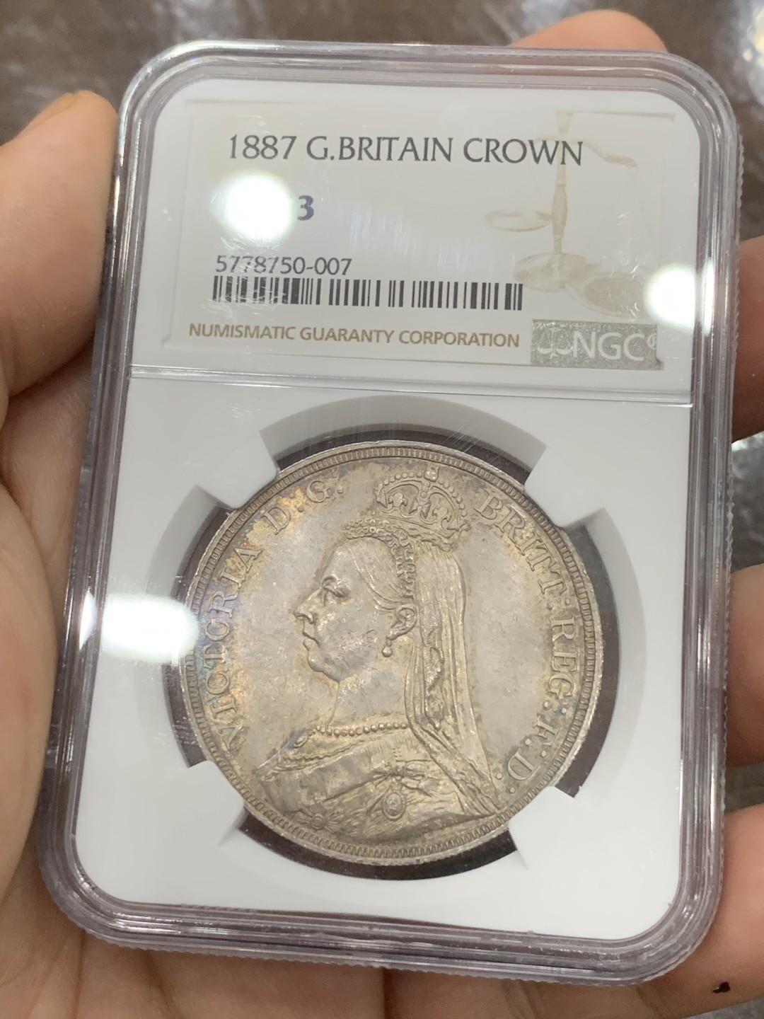 《竞宝斋》第91场-本周日，周一2场连拍（全场不限金额包邮） NGC MS63 英国 1887年维多利亚高冠马剑 原味好彩 底光一流