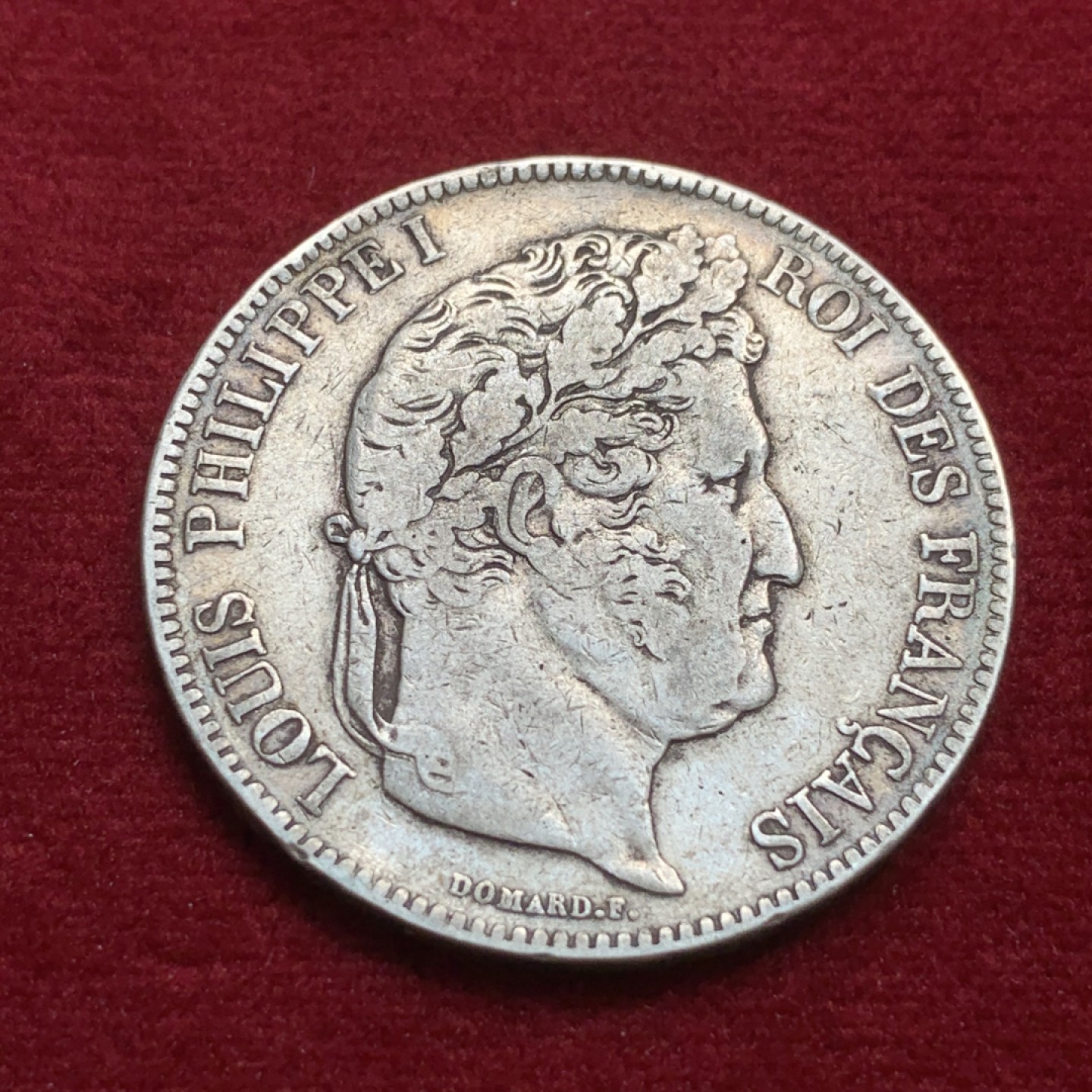 《竞宝斋》第91场-本周日，周一2场连拍（全场不限金额包邮） 法国 1833年 大头 菲利普 5法郎 银币 原味包浆