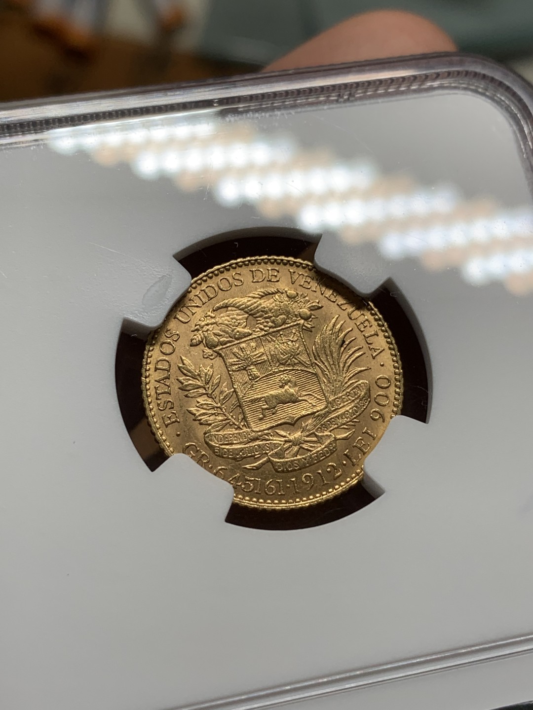 《竞宝斋》第91场-本周日，周一2场连拍（全场不限金额包邮） NGC-MS63 委内瑞拉 1912年 西蒙玻利瓦 20B金币 稀少品种 南美币也是暴涨啊