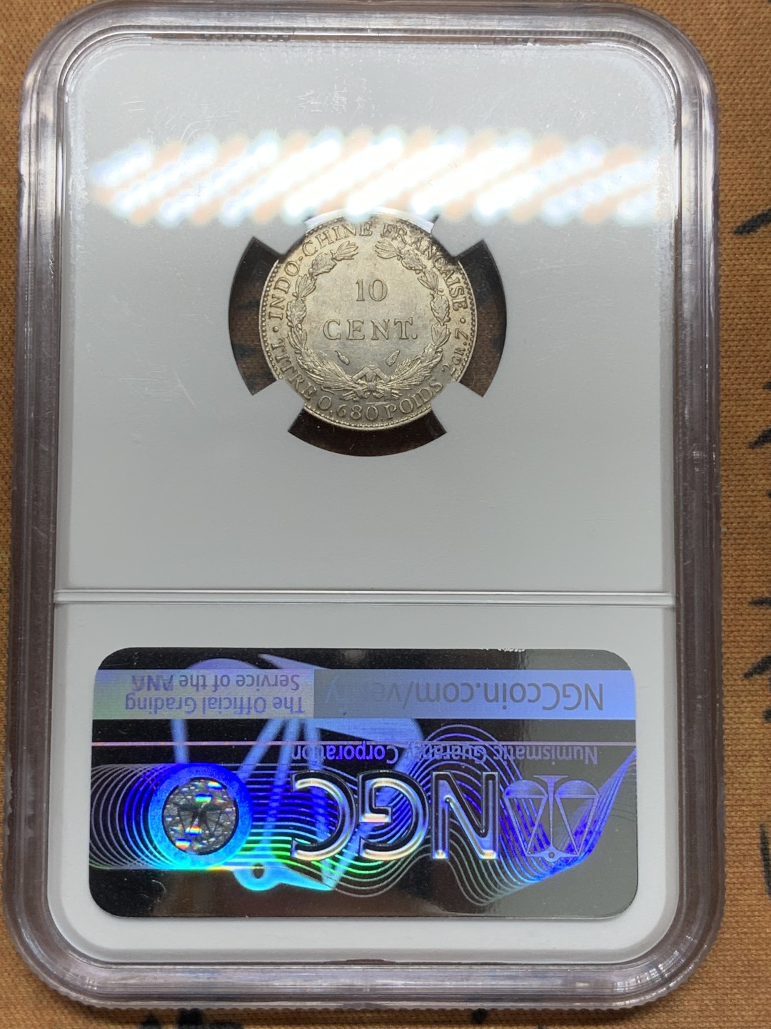 《竞宝斋》第91场-本周日，周一2场连拍（全场不限金额包邮） NGC AU55 法属印度支那1937年坐洋10分银币