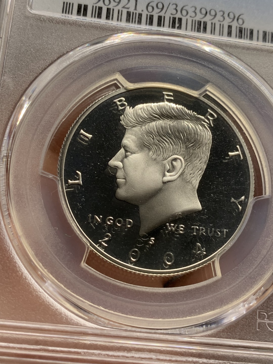 《竞宝斋》第91场-本周日，周一2场连拍（全场不限金额包邮） PCGS-MS69 美国肯尼迪2004精制半美元银币